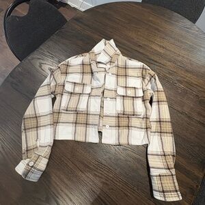 Ardene Tan and Cream Plaid Utility Jacket
